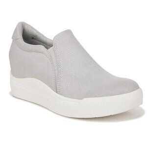 Dr.Scholl's Womens Time Off Wedge Sneaker - Grey Microfiber Perf - Size 10
